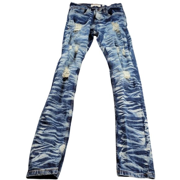 Evolution In Design Jeans Mens 34x32 Measures 34x34 Stacked Distressed - Picture 1 of 6